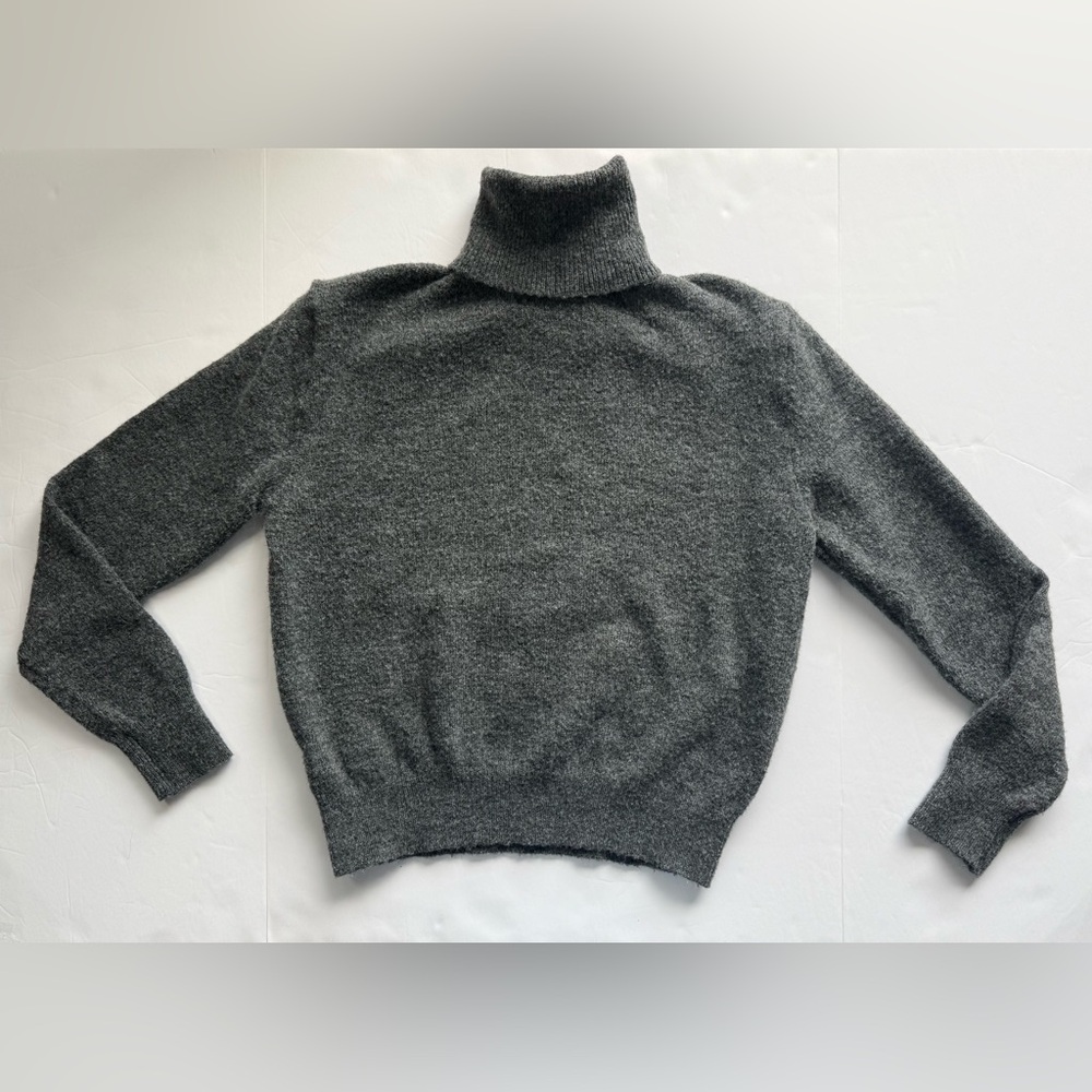 H&M Turtleneck Sweater Soft-Knit Loose-Fit Dark Gray Melange Size S